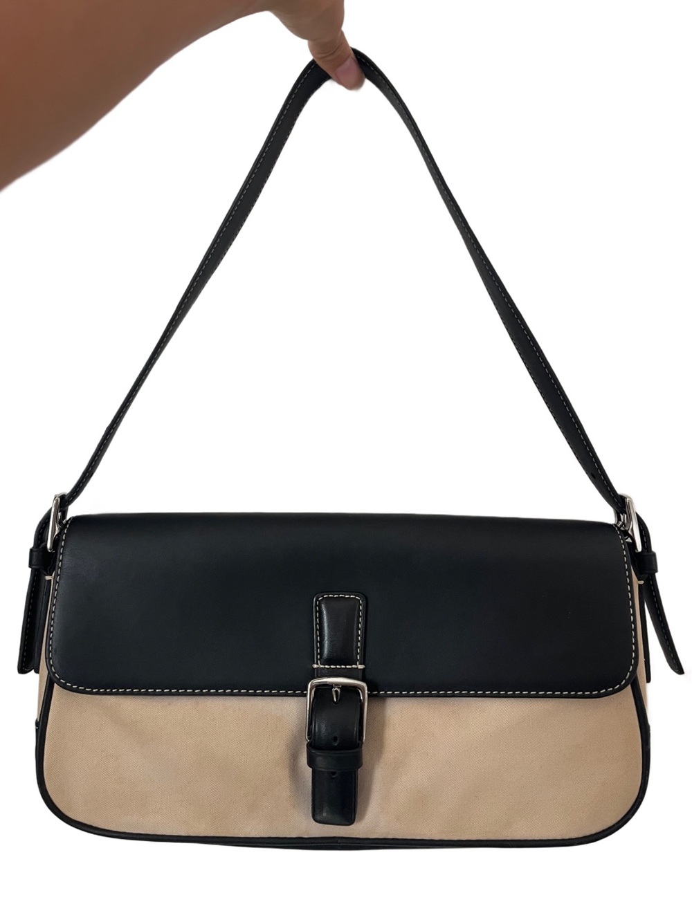 Vintage Coach Y2K Hamptons Flap Baguette Shoulder Bag With Buckle
